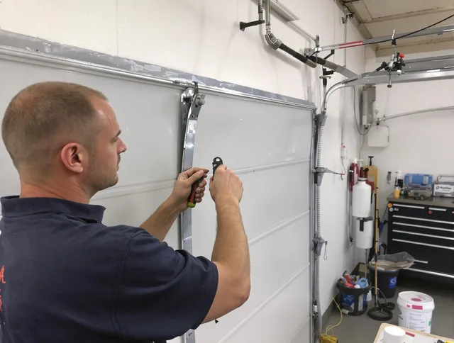 Before and after garage door dent repair by Fairfield Garage Door Repair in Fairfield
