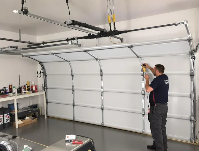 Fairfield Garage Door Repair certified technician performing overhead door system repair in Fairfield