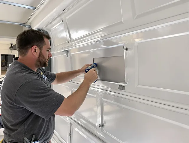 Garage door panel repair by Fairfield Garage Door Repair in Fairfield